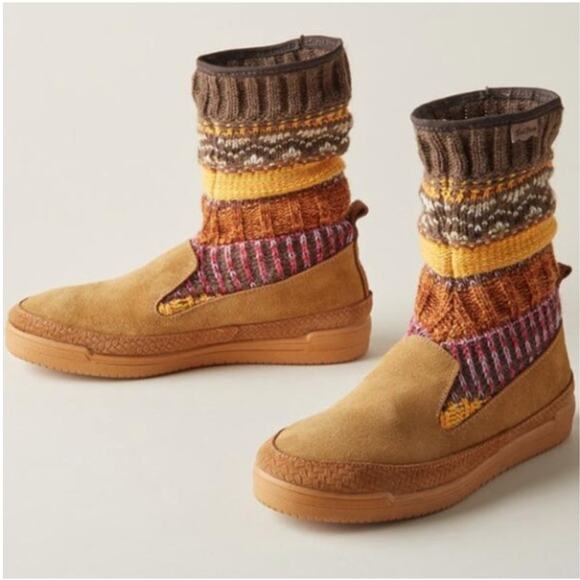 Toni Pons Gora Knit Fireside Song Boots Womens 7.5 Leather Artsy Slippers Boho - Picture 1 of 12